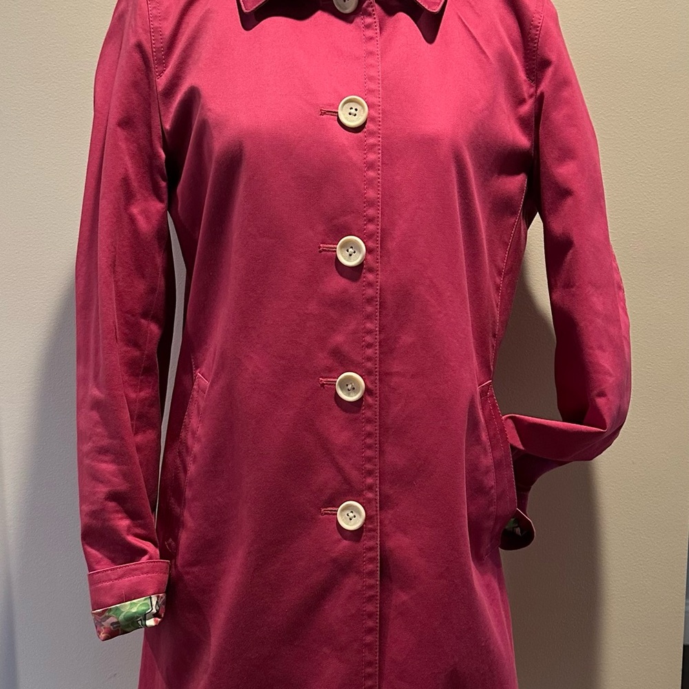 Coach Pink Sateen Walking Coat Small Beautiful Floral Lining